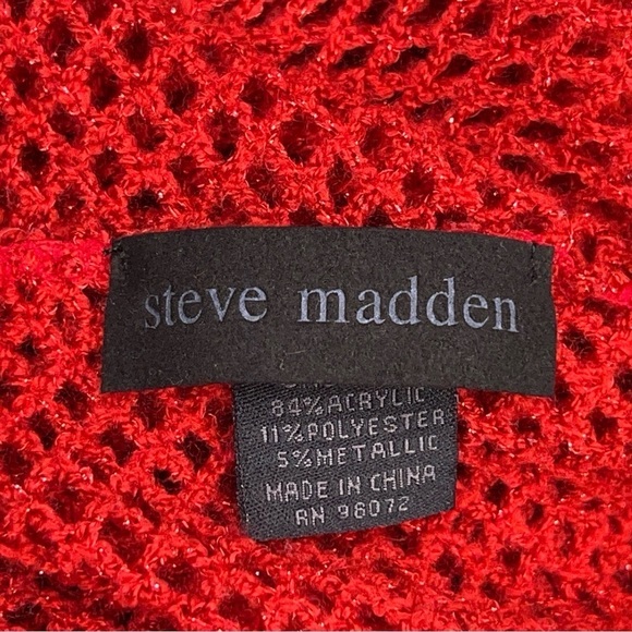 Y2K STEVE MADDEN RED GLITTER KNIT CROCHET INFINITY SCARF - Picture 9 of 11